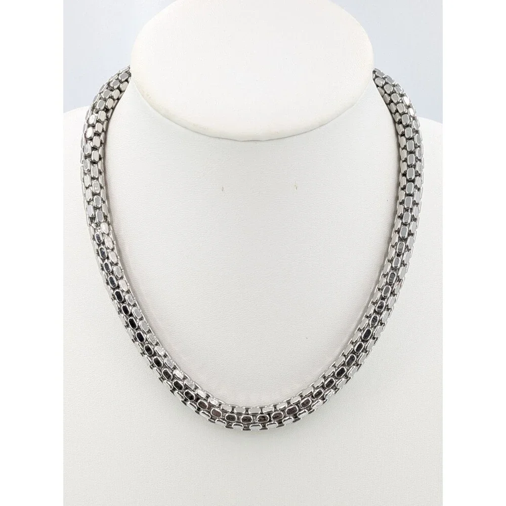 Banana Republic Silver Tone Chunky Chain Rhinestone Collar Necklace 122g 9.0mm